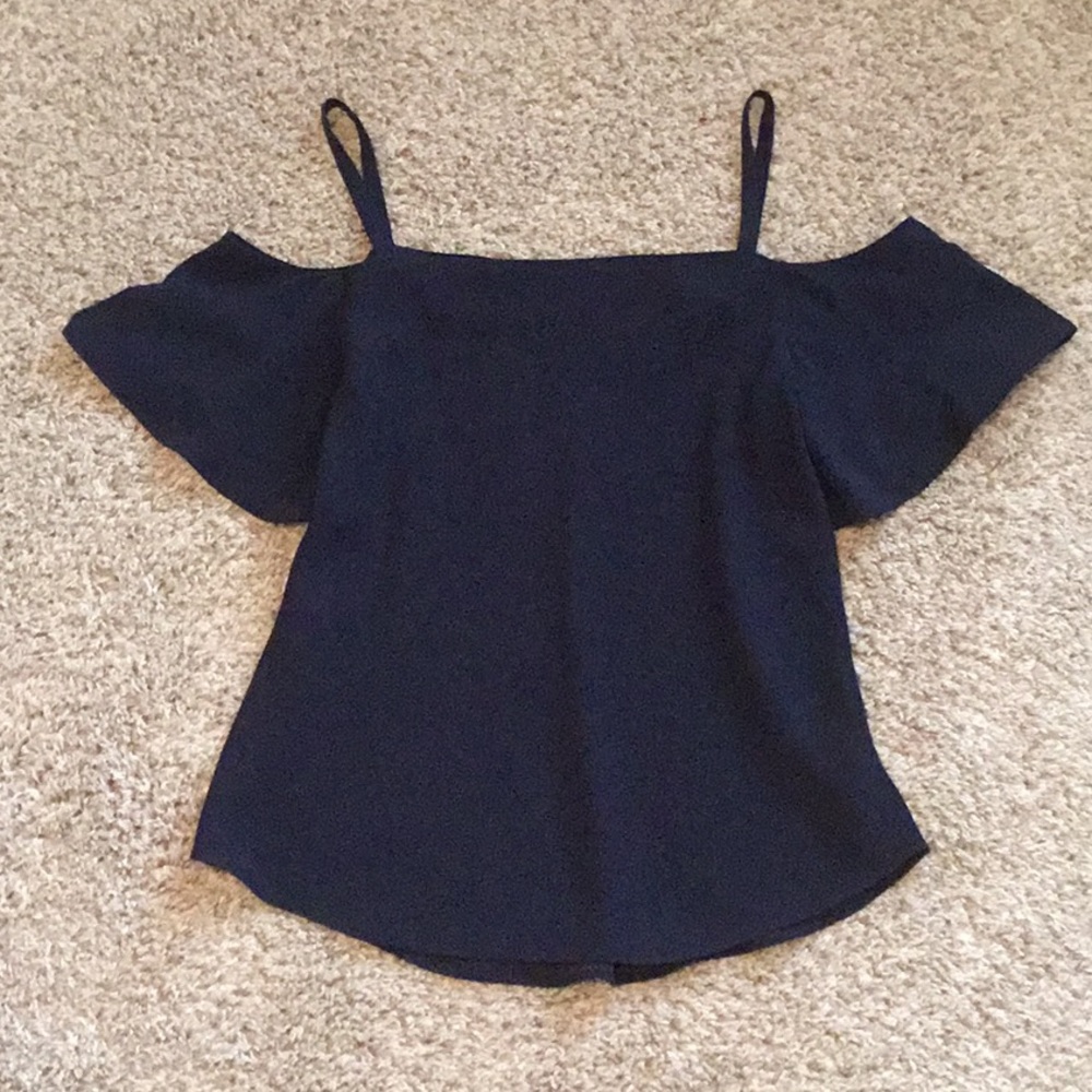 Navy Off the Shoulder Blouse
